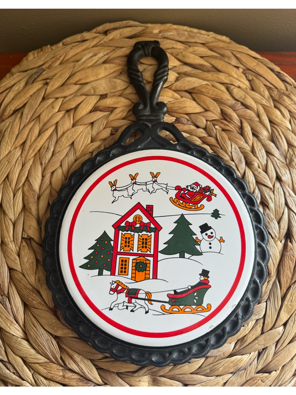 🪩2/$50 Mix & Match Listings - Vintage Christmas Cast iron Tile Wall Decor - 7”